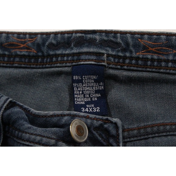 Agedenim "Well Worn" Mens 34x32 Blue Jeans Straight Fit Stretch Medium Wash - Picture 6 of 13